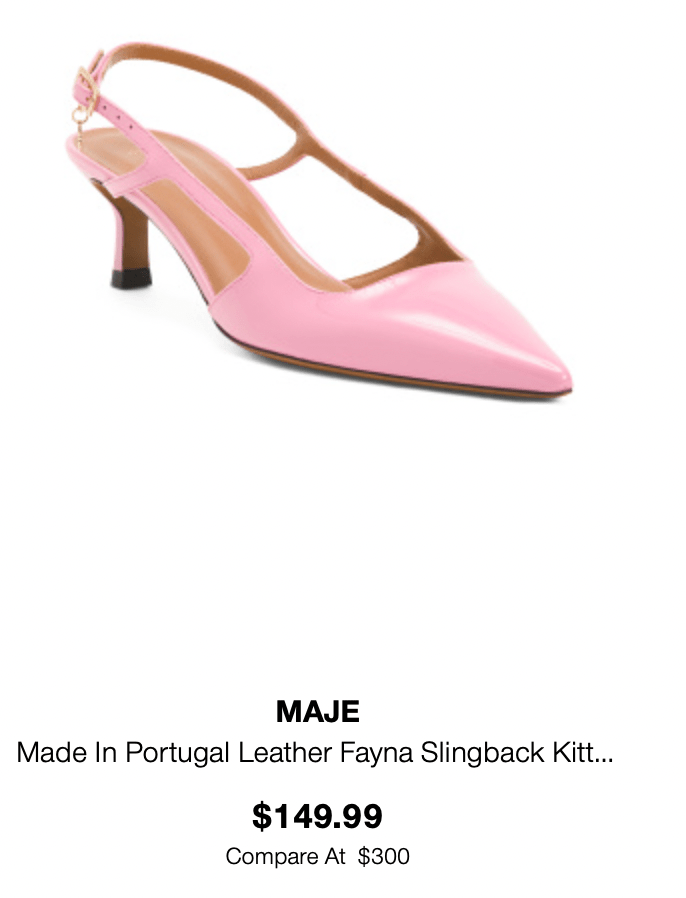 MAJE
Made In Portugal Leather Fayna Slingback Kitten Heels

$149.99