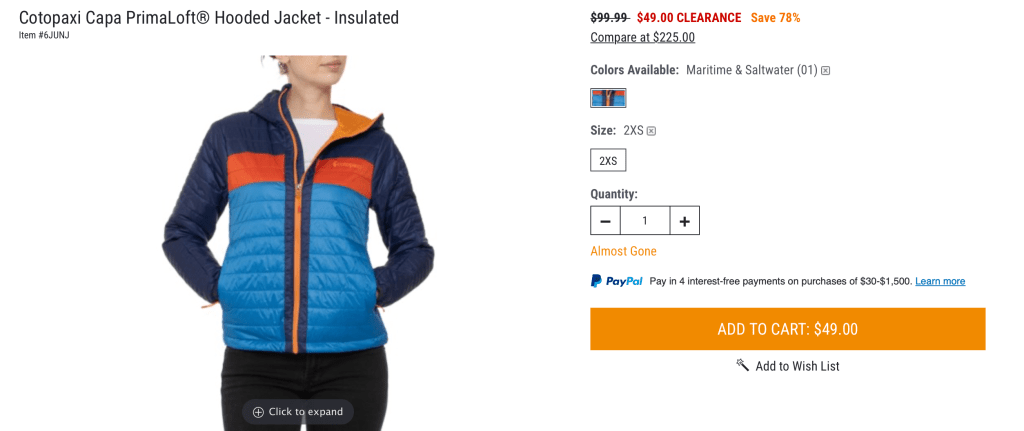 Cotopaxi Capa PrimaLoft® Hooded Jacket - Insulated $49.00 CLEARANCE