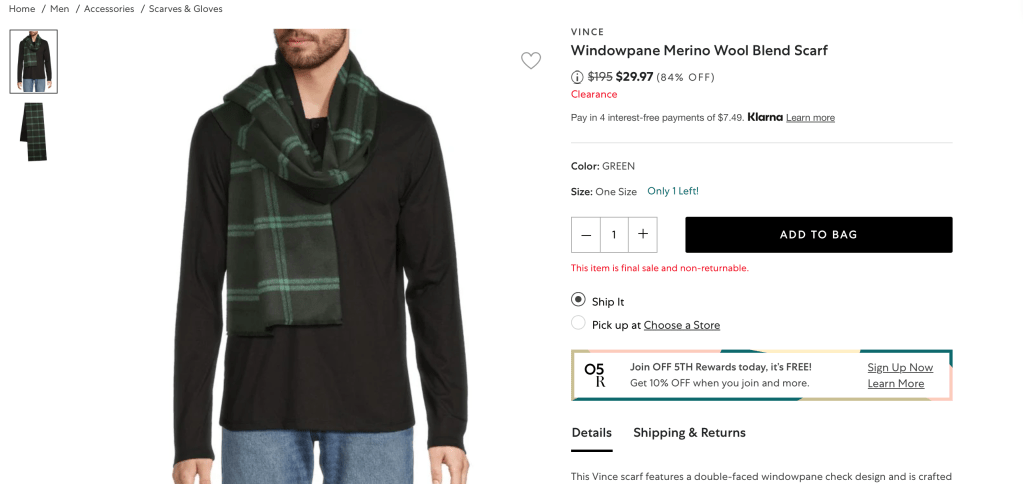 VINCEWindowpane Merino Wool Blend Scarf
.Price reduced from$195 to $29.97 (84% OFF)