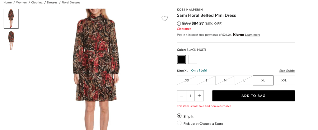 KOBI HALPERIN Sami Floral Belted Mini Dress
Price reduced from$598 to $84.97 (85% OFF)