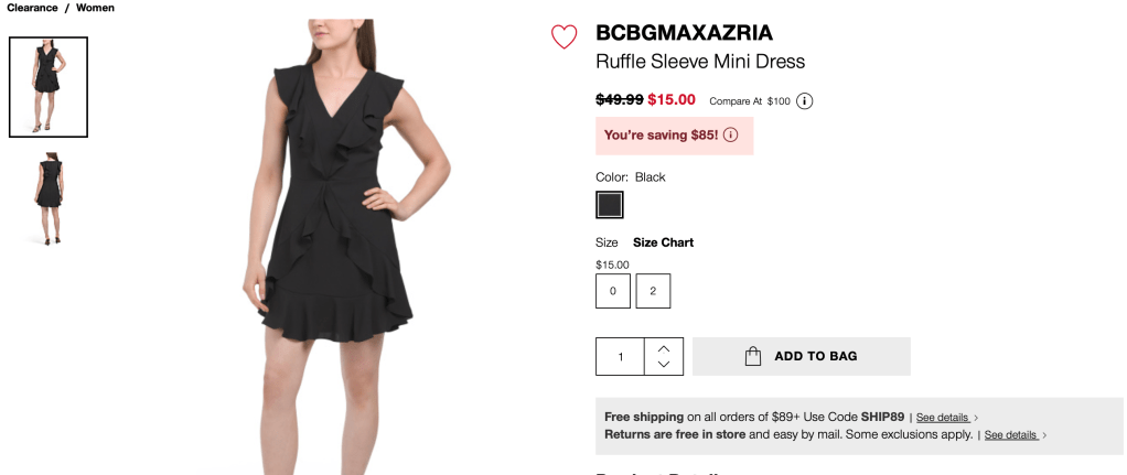 BCBGMAXAZRIA
Ruffle Sleeve Mini Dress

original price:$49.99 new price: $15.00