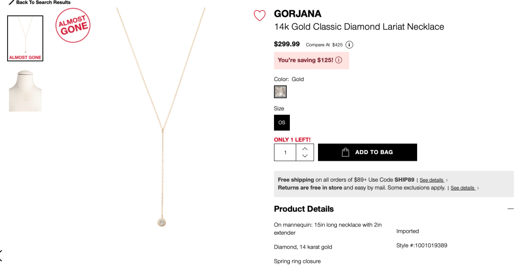 GORJANA
14k Gold Classic Diamond Lariat Necklace

$299.99  