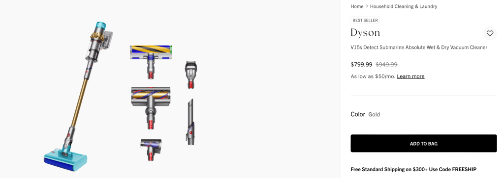 Dyson

V15s Detect Submarine Absolute Wet & Dry Vacuum Cleaner

$799.99