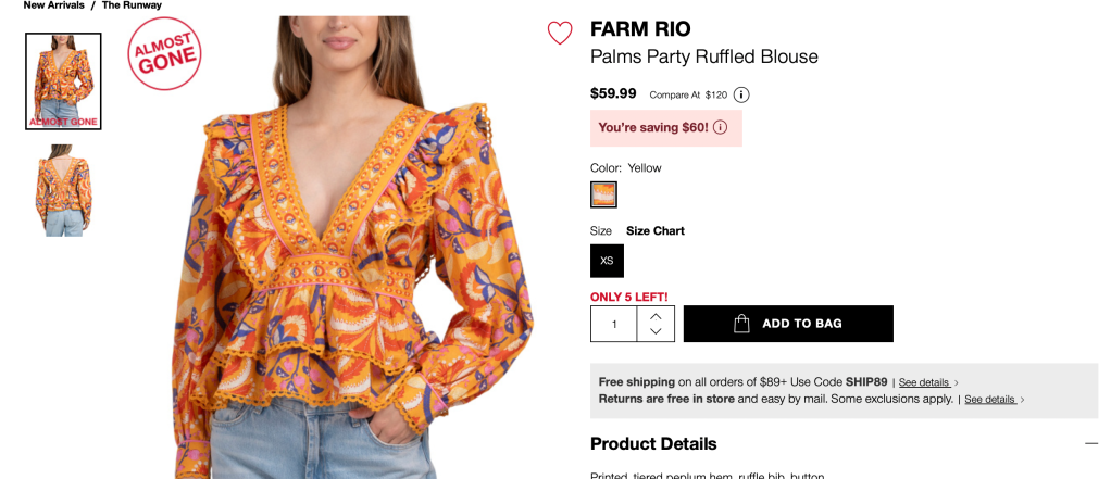 FARM RIO
Palms Party Ruffled Blouse

$59.99