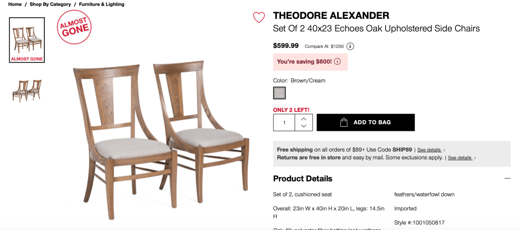 THEODORE ALEXANDER
Set Of 2 40x23 Echoes Oak Upholstered Side Chairs

$599.99