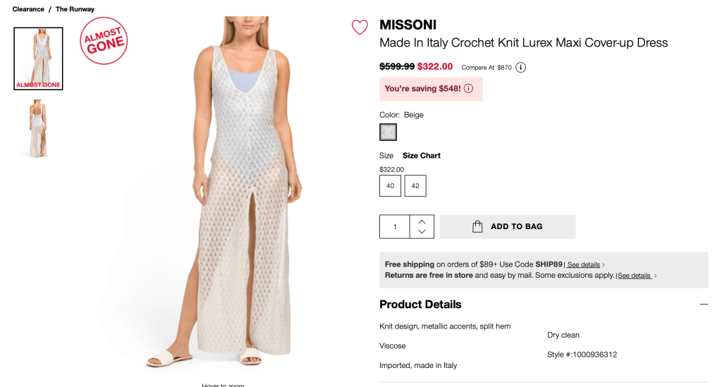 MISSONI
Made In Italy Crochet Knit Lurex Maxi Cover-up Dress

original price:$599.99 new price: $322.00