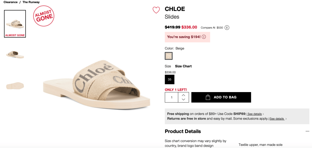 CHLOE
Slides

original price:$419.99 new price: $336.00  