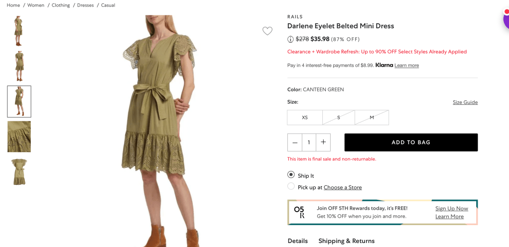 RAILS Darlene Eyelet Belted Mini Dress
$35.98 (87% OFF)