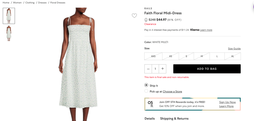 RAILS Faith Floral Midi-Dress
 $44.97 (81% OFF)