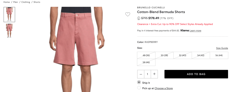 BRUNELLO CUCINELLI ​Cotton-Blend Bermuda Shorts
 $178.49 (77% OFF