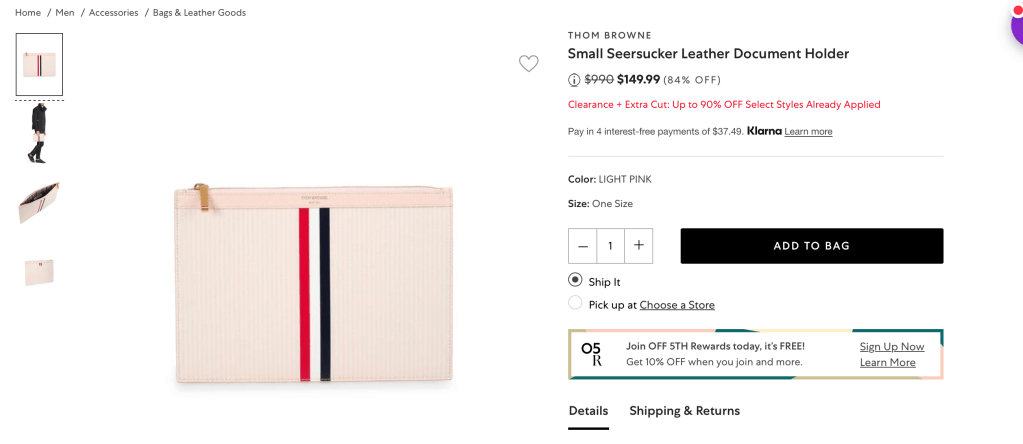 THOM BROWNE Small Seersucker Leather Document Holder
 $149.99 (84% OFF)