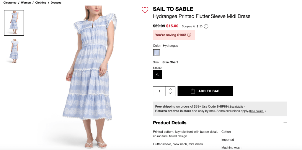 SAIL TO SABLE
Hydrangea Printed Flutter Sleeve Midi Dress

original price:$59.99 new price: $15.00  