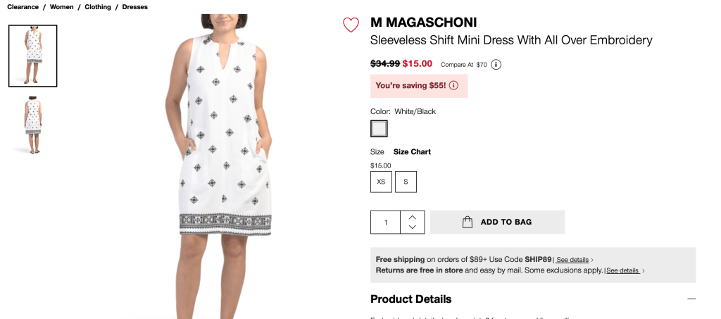 M MAGASCHONI
Sleeveless Shift Mini Dress With All Over Embroidery

original price:$34.99 new price: $15.00