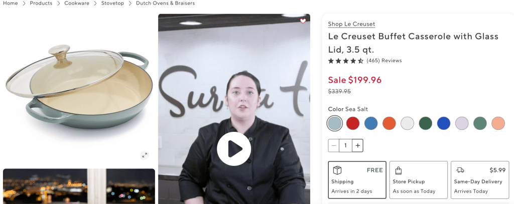 Le Creuset Buffet Casserole with Glass Lid, 3.5 qt.

$199.96